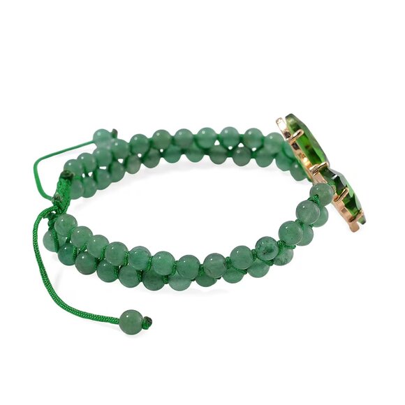 NEW Girl's Green Glass and Green Aventurine Beaded Butterfly Bracelet and Ring - Picture 4 of 4